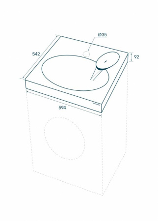 Раковина из искусственного камня Paulmark MOND PM720431 60х50 над стиральной машиной цвет белый 1 отверстие под смеситель
